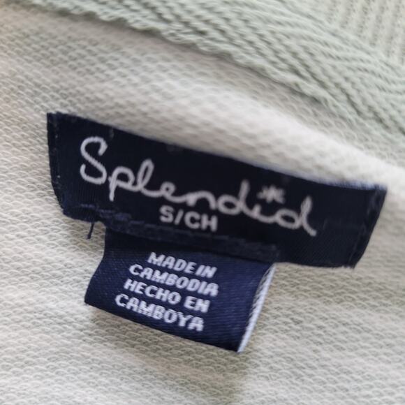 Splendid Size S Green Striped Lounge Top Soft Long Sleeve Chest Pocket Casual - Picture 7 of 9